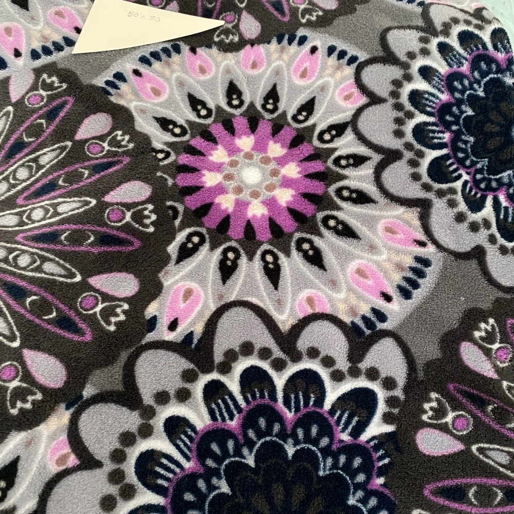 Floral Patterned Fabric in Gray and Purple